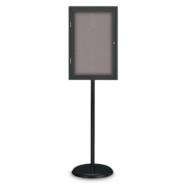 Corkboard, Double Door, Radius Frame, 60x36", Black/Black Rubber